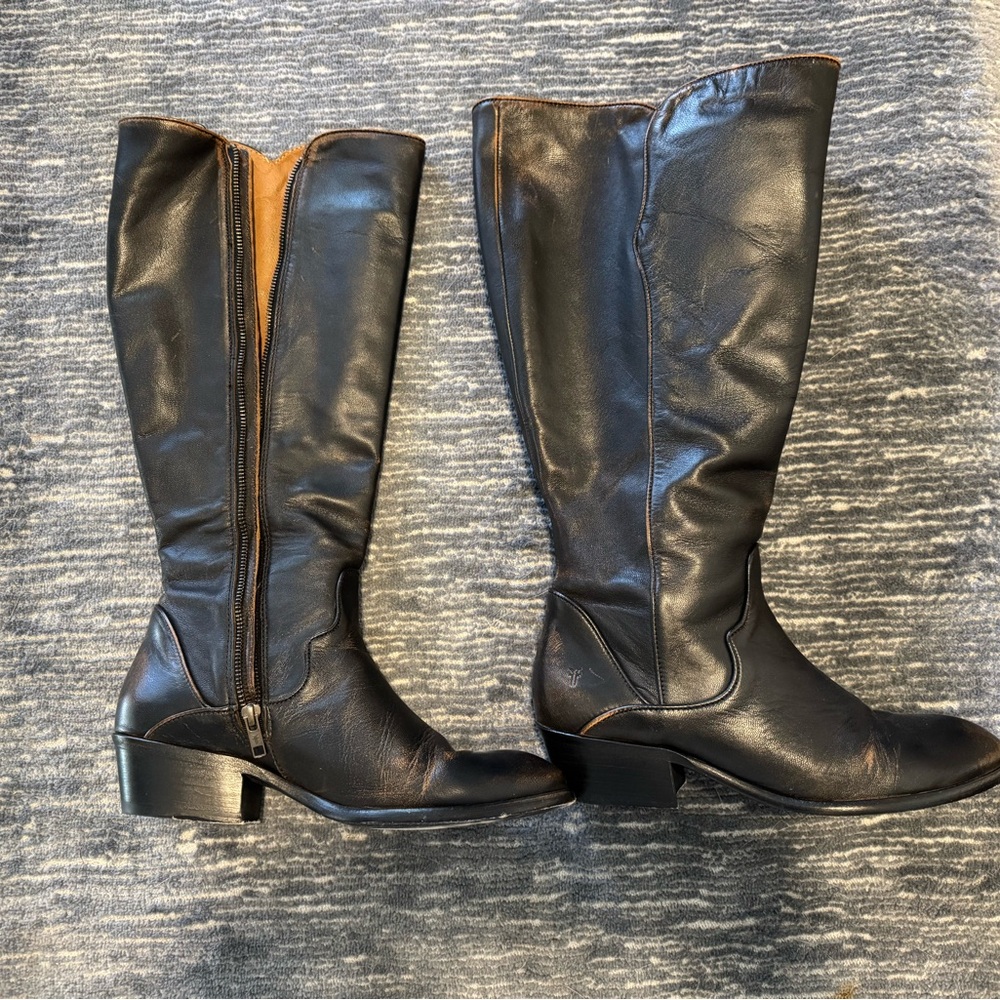 Frye Women’s Carson Black Knee-High Leather Boots “Antiqued Black”EUC 10B - Picture 13 of 13